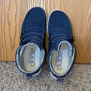 EUC Navy Hey Dude shoes.